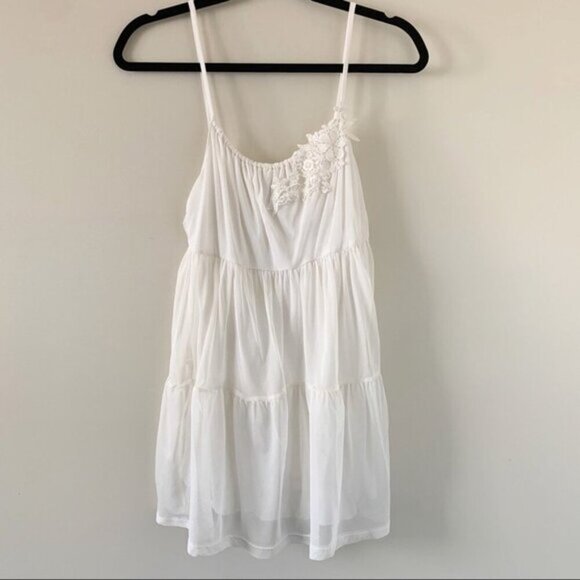 H&M Babydoll Tunic Blouse Mini Dress Ivory Floral Embroidery Y2K 2000s Small - Picture 6 of 16